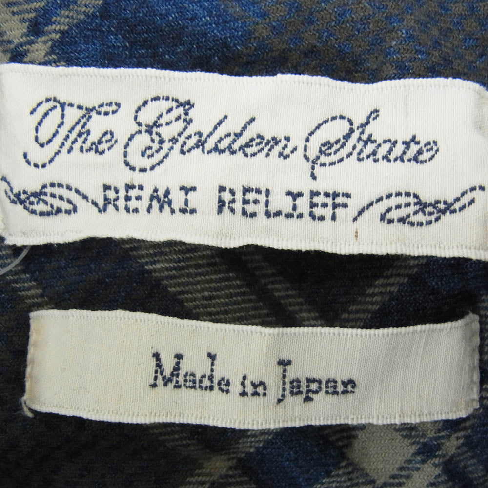 REMI RELIEF レミレリーフ コットン チェック シャツ ネイビー系 M【中古】