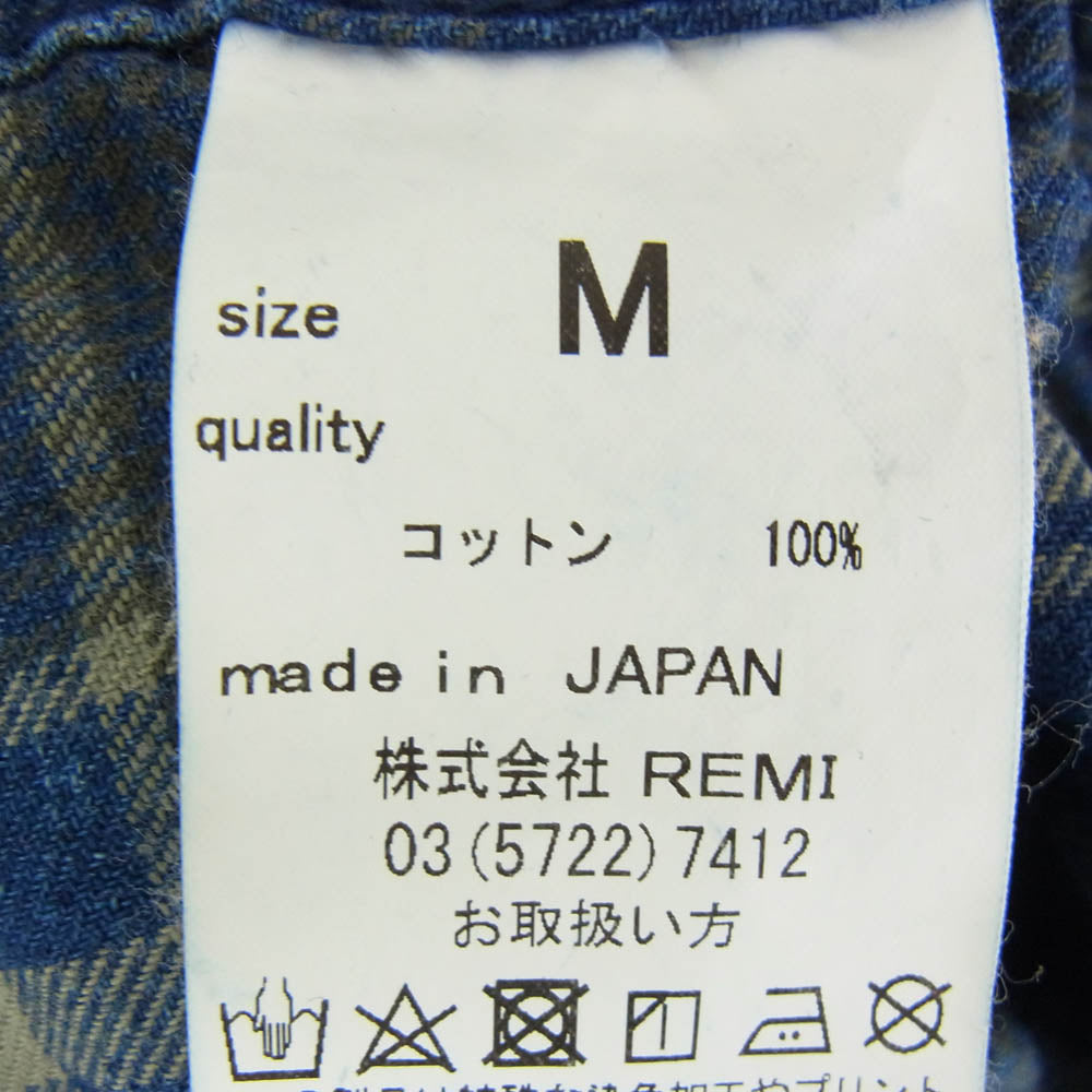 REMI RELIEF レミレリーフ コットン チェック シャツ ネイビー系 M【中古】