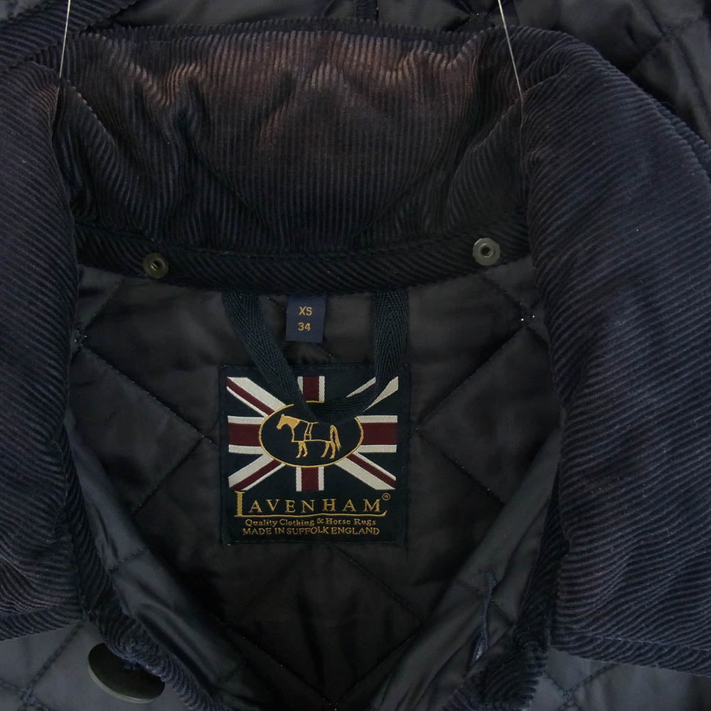 LAVENHAM ラベンハム LVH-18-BP 英国製 フーデッド キルティング ジャケット ネイビー系 XS【中古】