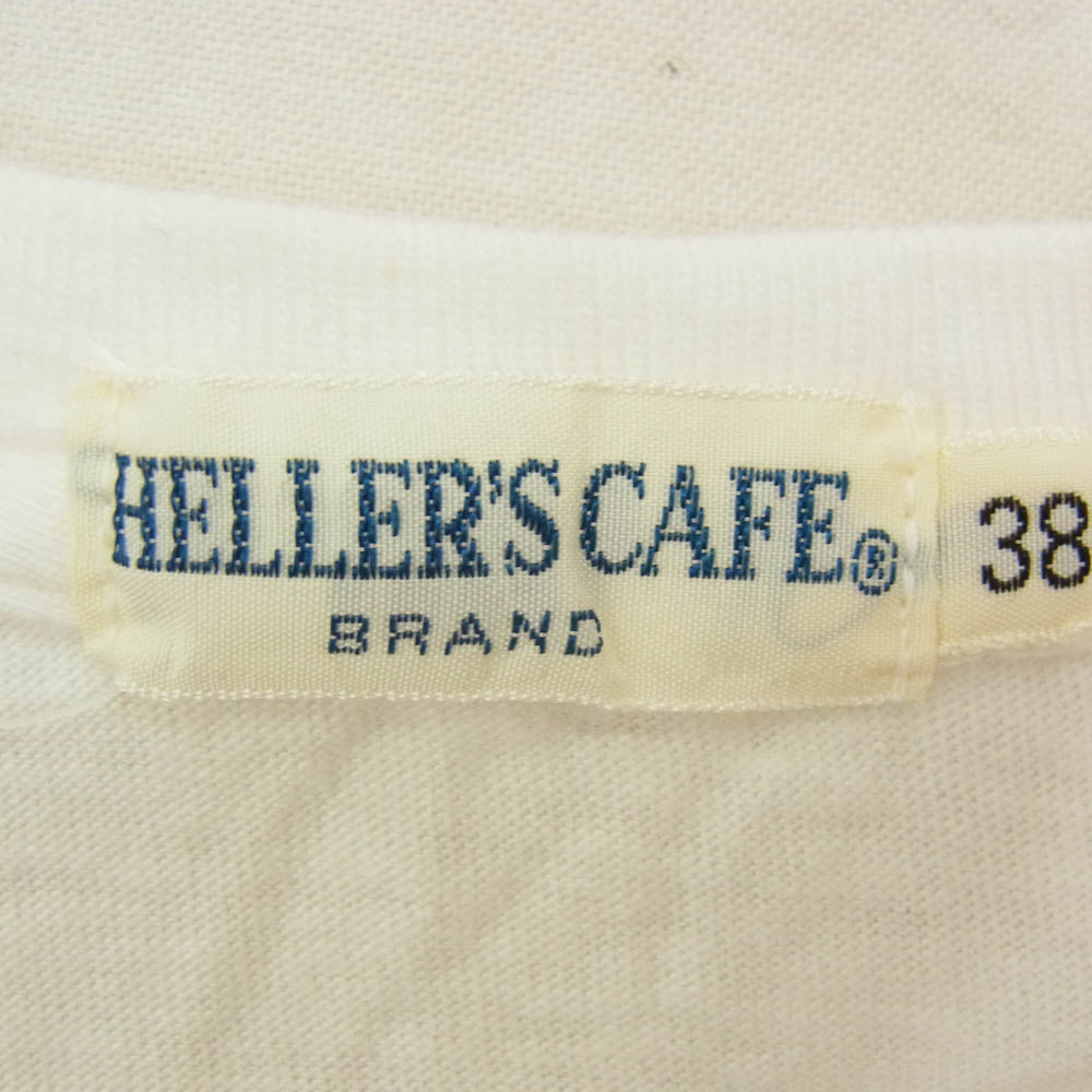 WAREHOUSE ウエアハウス HELLER'S CAFE ヘラーズカフェ WOLF HOUNDS 多色染み込みプリント Tシャツ ホワイト系 38【中古】