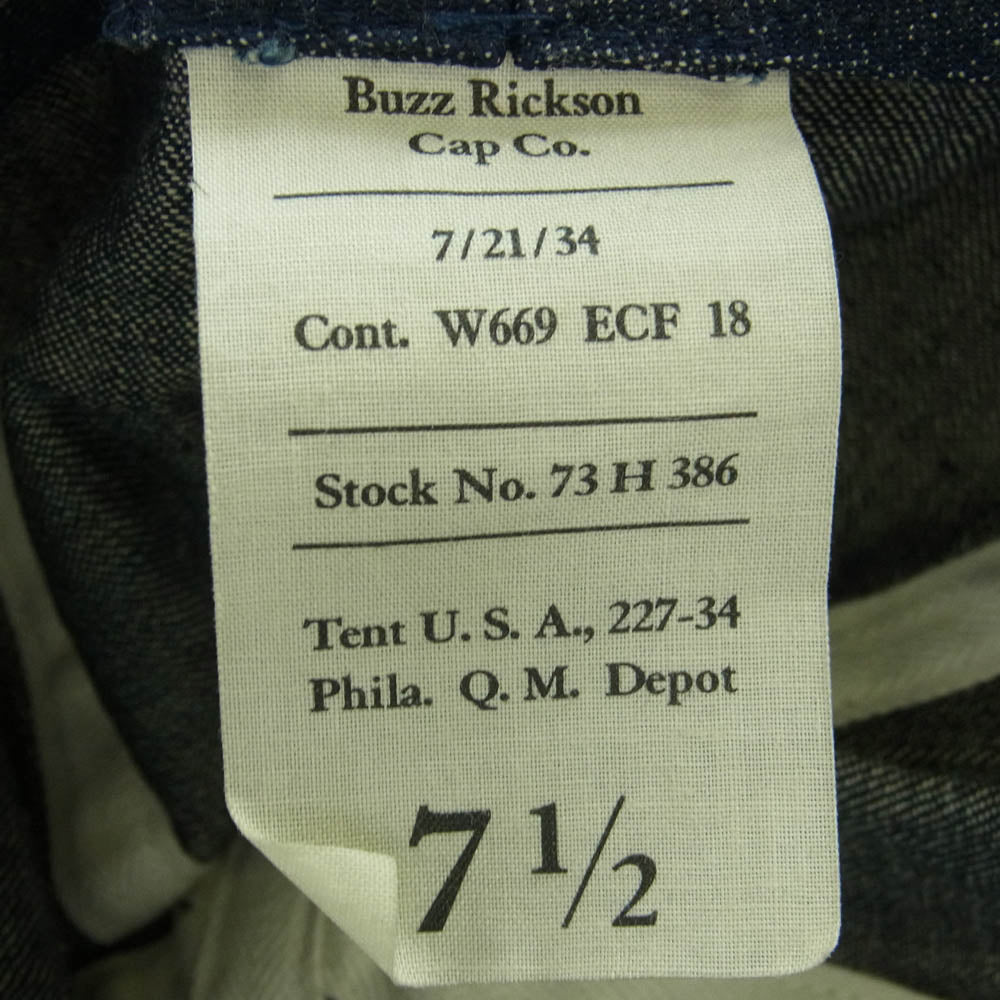 Buzz Rickson's バズリクソンズ BR02308 HAT WORKING DENIM MOD デニム ワーク キャップ インディゴブルー系【中古】