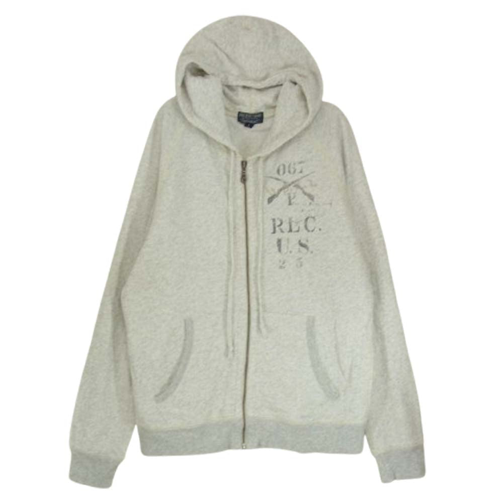 POLO RALPH LAUREN ポロ・ラルフローレン POLO JEANS U.S.R.L 刺繍 ミリタリー プリント フルジップ スウェット パーカー グレー系 L【中古】