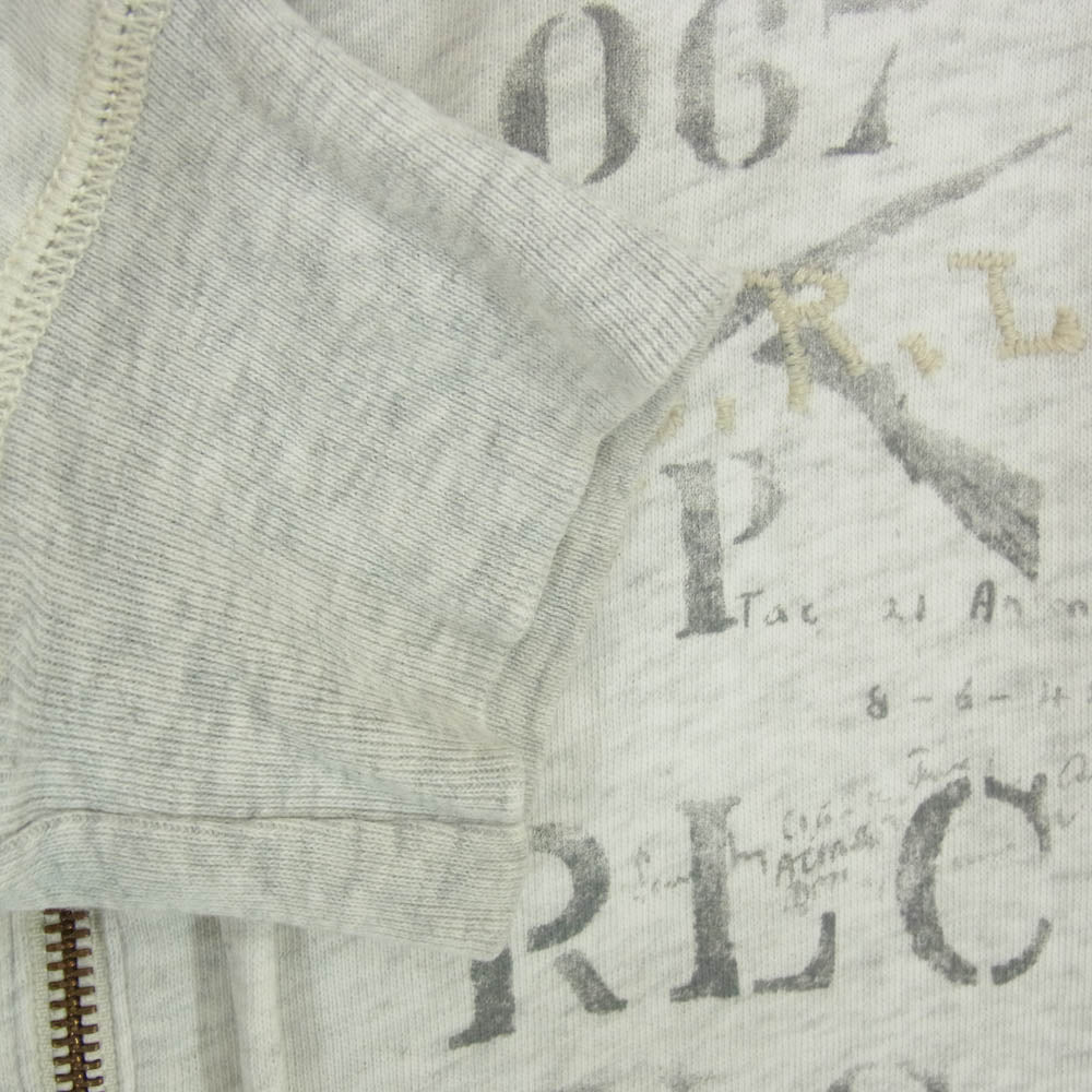 POLO RALPH LAUREN ポロ・ラルフローレン POLO JEANS U.S.R.L 刺繍 ミリタリー プリント フルジップ スウェット パーカー グレー系 L【中古】