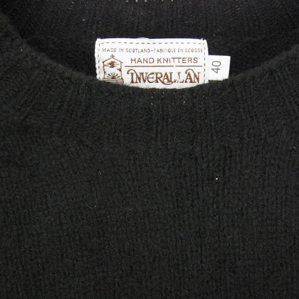 INVERALLAN インバーアラン SHETLAND CREWNECK SWEATER シェットランド セーター ニット ブラック系 40【美品】【中古】