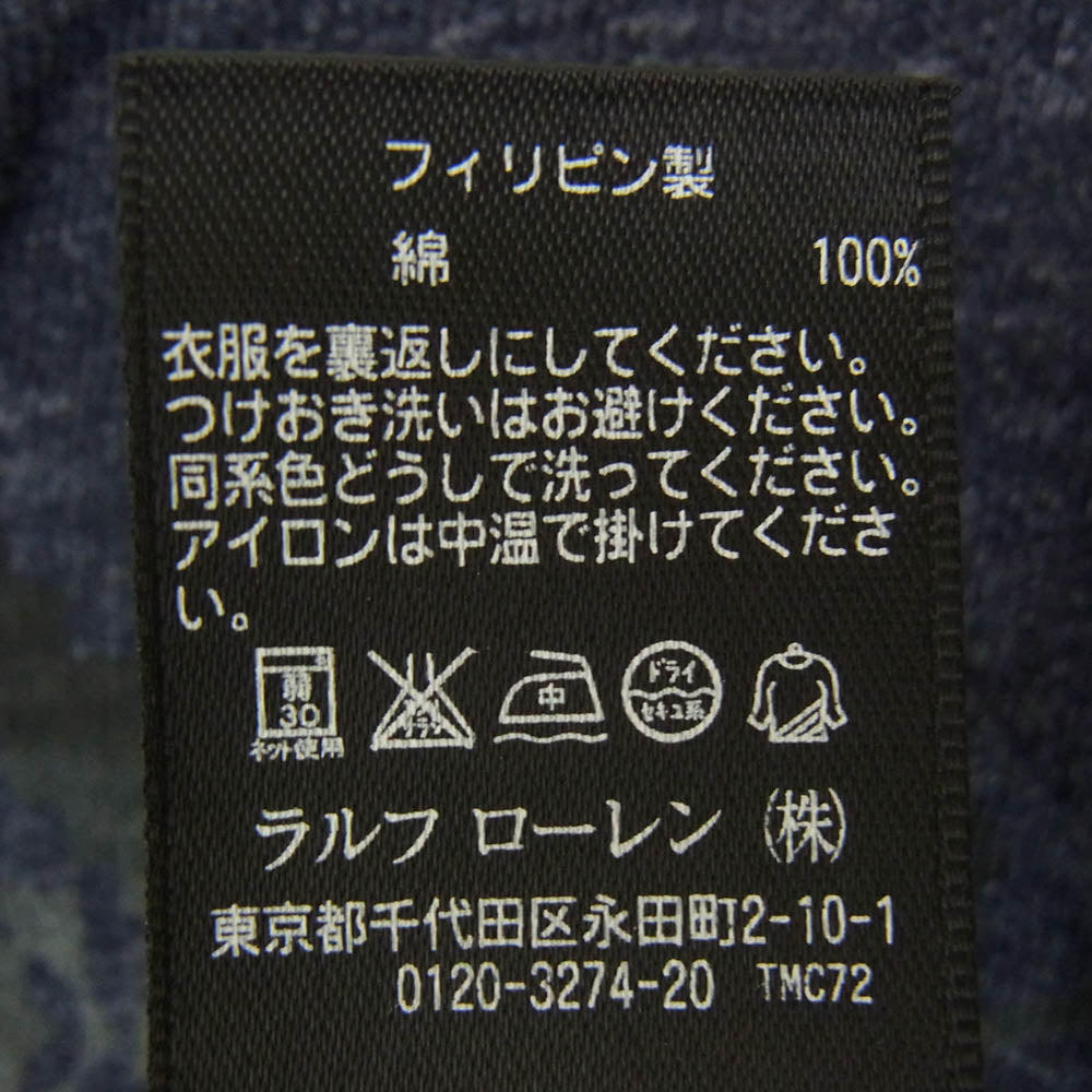 RRL ダブルアールエル インディゴ ネイティブプリント ヘンリーネック 長袖 Tシャツ カットソー ネイビー系 S【中古】