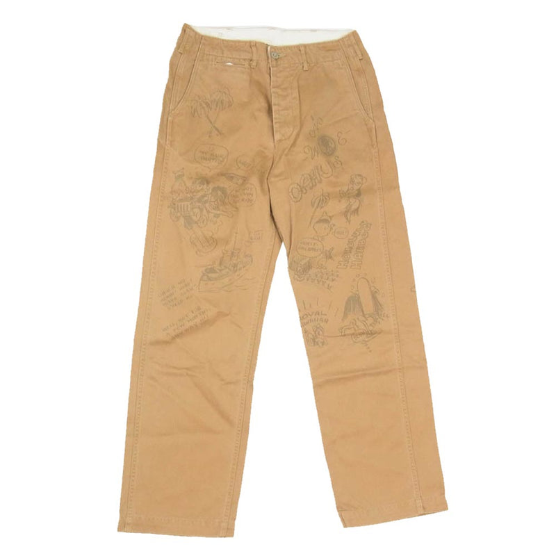 Buzz Rickson's バズリクソンズ BR41599 ARMY TROUSERS エイジング加工 ペイント チノ パンツ ブラウン系 32【中古】