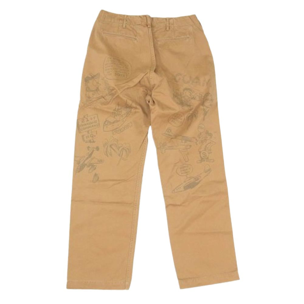Buzz Rickson's バズリクソンズ BR41599 ARMY TROUSERS エイジング加工 ペイント チノ パンツ ブラウン系 32【中古】