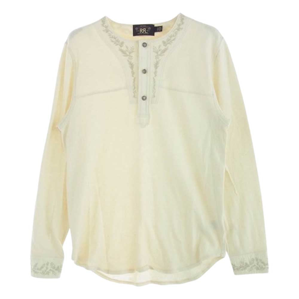 RRL ダブルアールエル EMBROIDERED COTTON HENLEY 刺繍 コンチョ  ヘンリーネック 長袖  Tシャツ カットソー ベージュ系 S【中古】