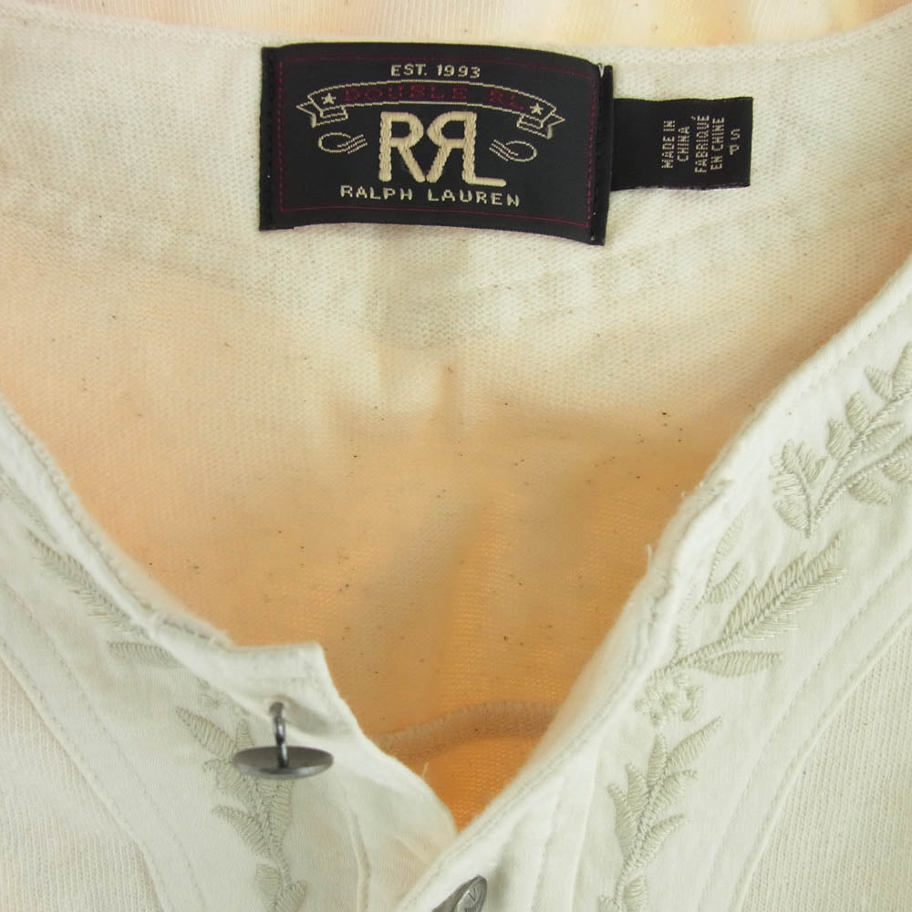 RRL ダブルアールエル EMBROIDERED COTTON HENLEY 刺繍 コンチョ  ヘンリーネック 長袖  Tシャツ カットソー ベージュ系 S【中古】 RRL ダブルアールエル EMBROIDERED COTTON HENLEY 刺繍 コンチョ