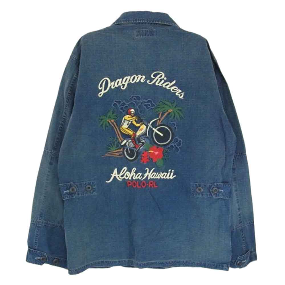 POLO RALPH LAUREN ポロ・ラルフローレン Ripstop Work shirt Jacket インディゴ  スカ刺繍 ミリタリー ジャケット インディゴブルー系 S【中古】
