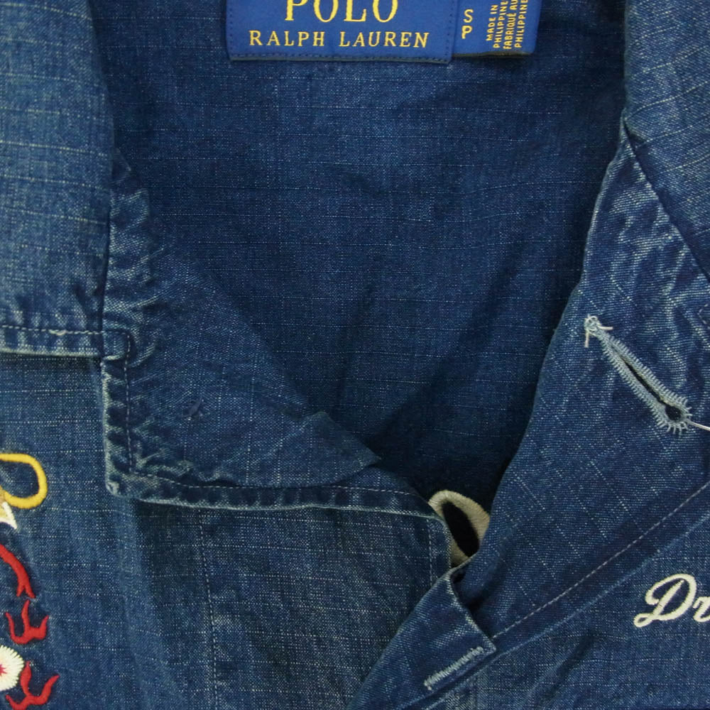 POLO RALPH LAUREN ポロ・ラルフローレン Ripstop Work shirt Jacket インディゴ  スカ刺繍 ミリタリー ジャケット インディゴブルー系 S【中古】