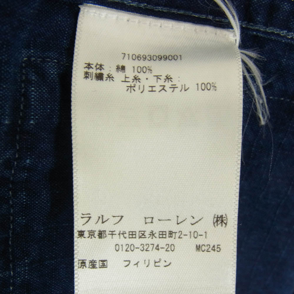 POLO RALPH LAUREN ポロ・ラルフローレン Ripstop Work shirt Jacket インディゴ  スカ刺繍 ミリタリー ジャケット インディゴブルー系 S【中古】