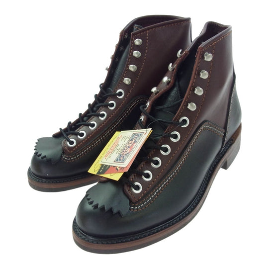 LONE WOLF ロンウルフ F01615 CARPENTER カーペンター ブーツ BLACK×BROWN ブラウン系 8【美品】【中古】