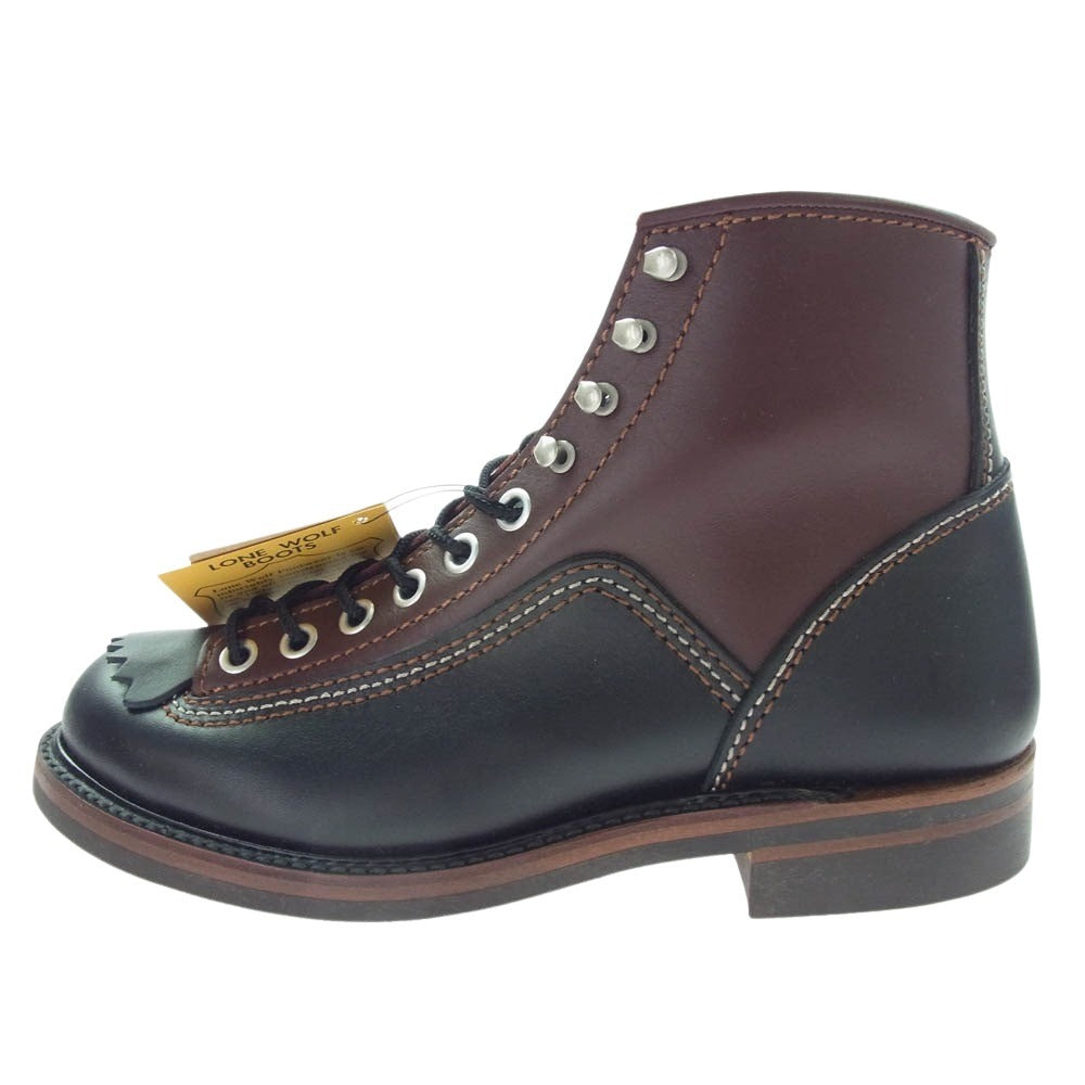 LONE WOLF ロンウルフ F01615 CARPENTER カーペンター ブーツ BLACK×BROWN ブラウン系 8【美品】【中古】