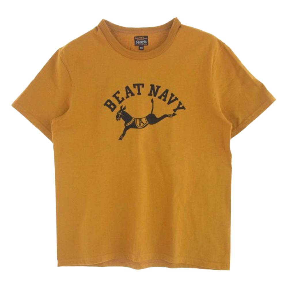 The REAL McCOY'S ザリアルマッコイズ BEAT NAVY ヘビィオンス 半袖 Tシャツ ブラウン系 M【美品】【中古】