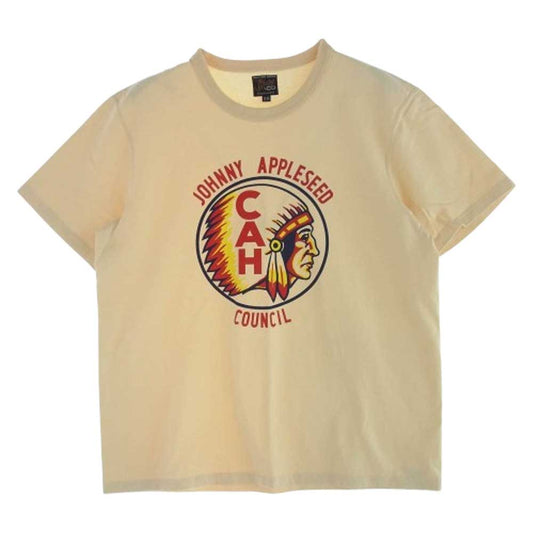 The REAL McCOY'S ザリアルマッコイズ MC15021 JOE McCOY ジョーマッコイ CAHインディアン プリント 半袖 Ｔシャツ ベージュ系 M【美品】【中古】