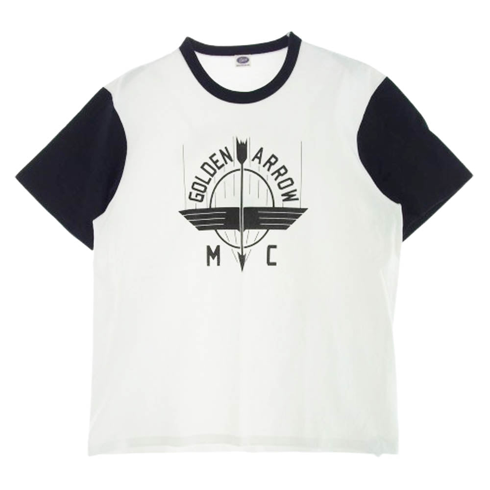 The REAL McCOY'S ザリアルマッコイズ BUCO ブコ GOLDEN ARROW 染み込みプリント 2トーン トリム 半袖 Tシャツ ホワイト系 M【中古】