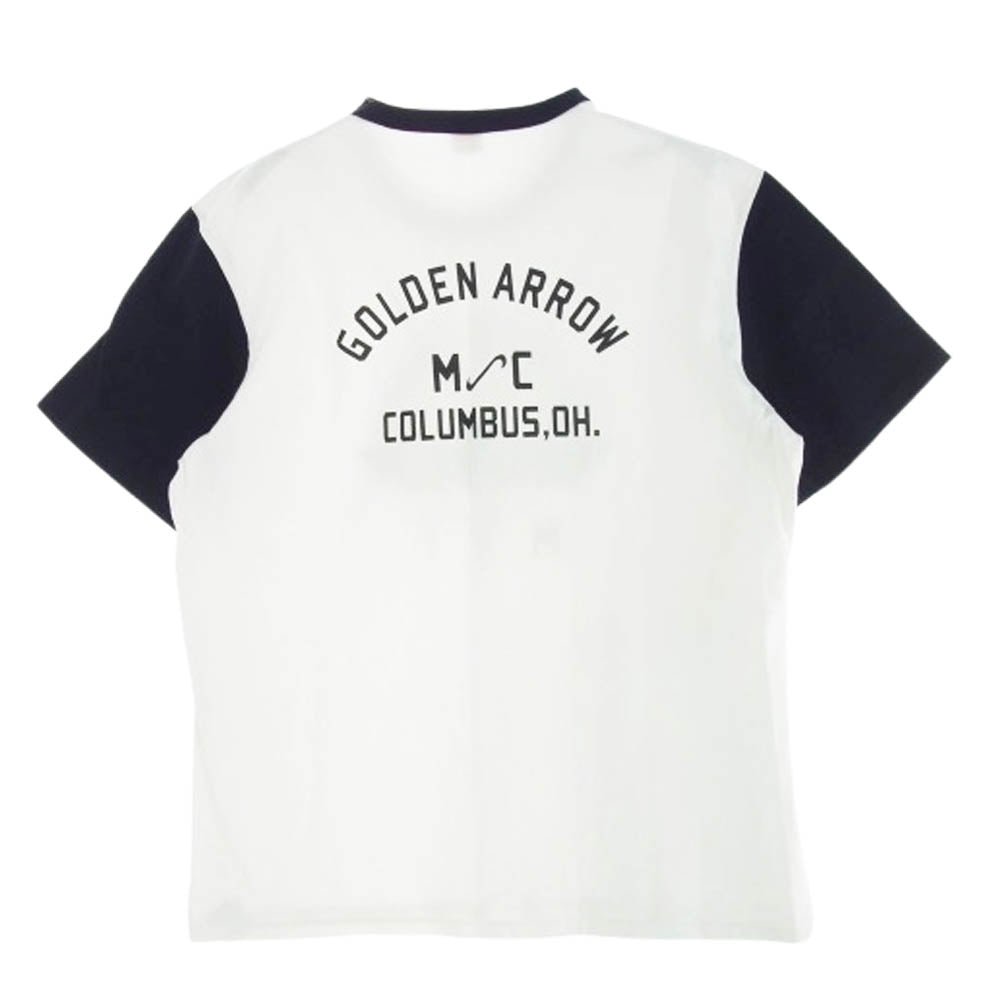 The REAL McCOY'S ザリアルマッコイズ BUCO ブコ GOLDEN ARROW 染み込みプリント 2トーン トリム 半袖 Tシャツ ホワイト系 M【中古】
