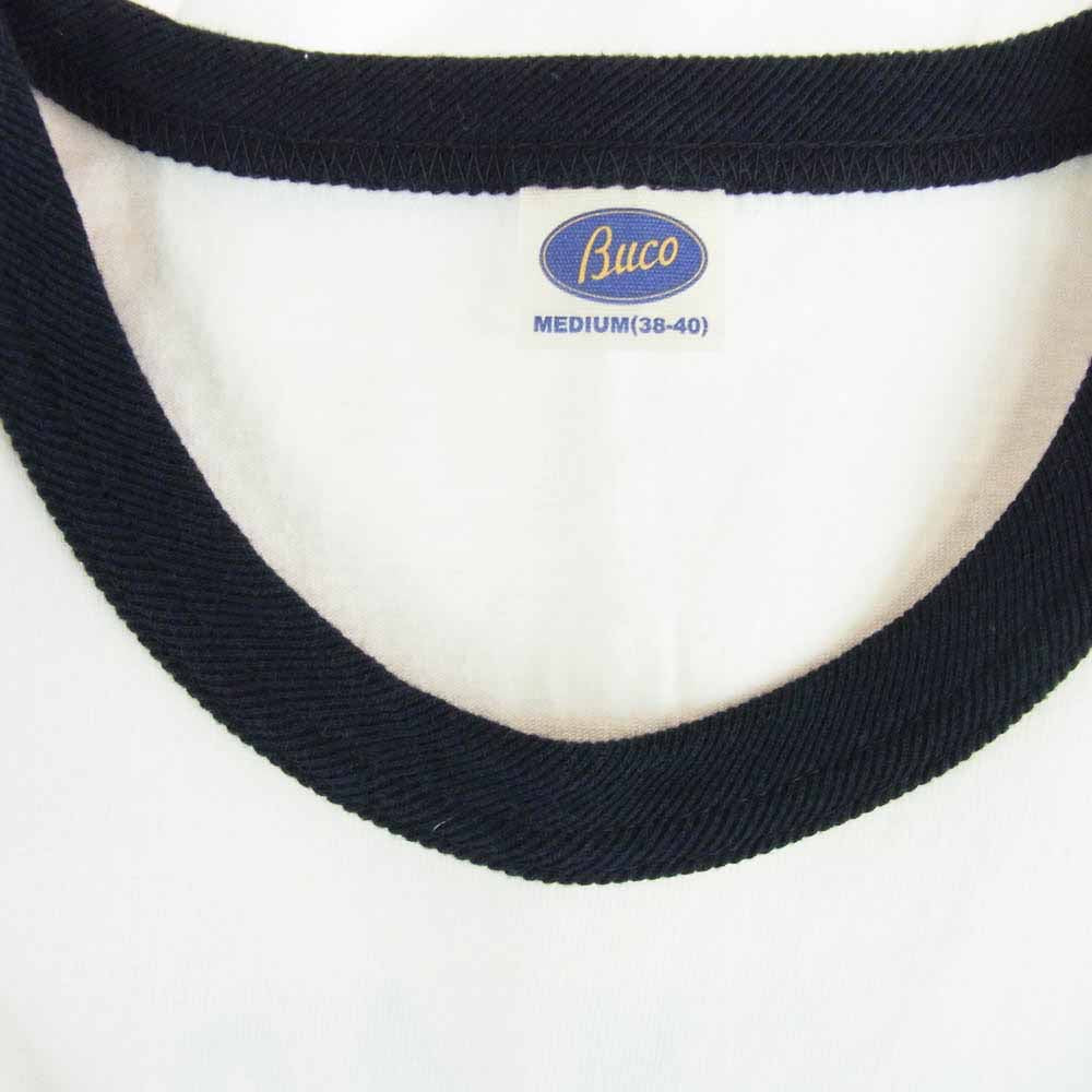 The REAL McCOY'S ザリアルマッコイズ BUCO ブコ GOLDEN ARROW 染み込みプリント 2トーン トリム 半袖 Tシャツ ホワイト系 M【中古】