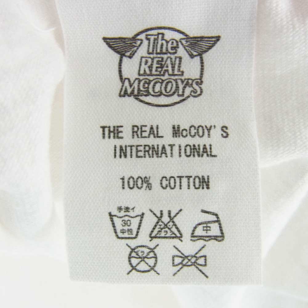 The REAL McCOY'S ザリアルマッコイズ BUCO ブコ GOLDEN ARROW 染み込みプリント 2トーン トリム 半袖 Tシャツ ホワイト系 M【中古】
