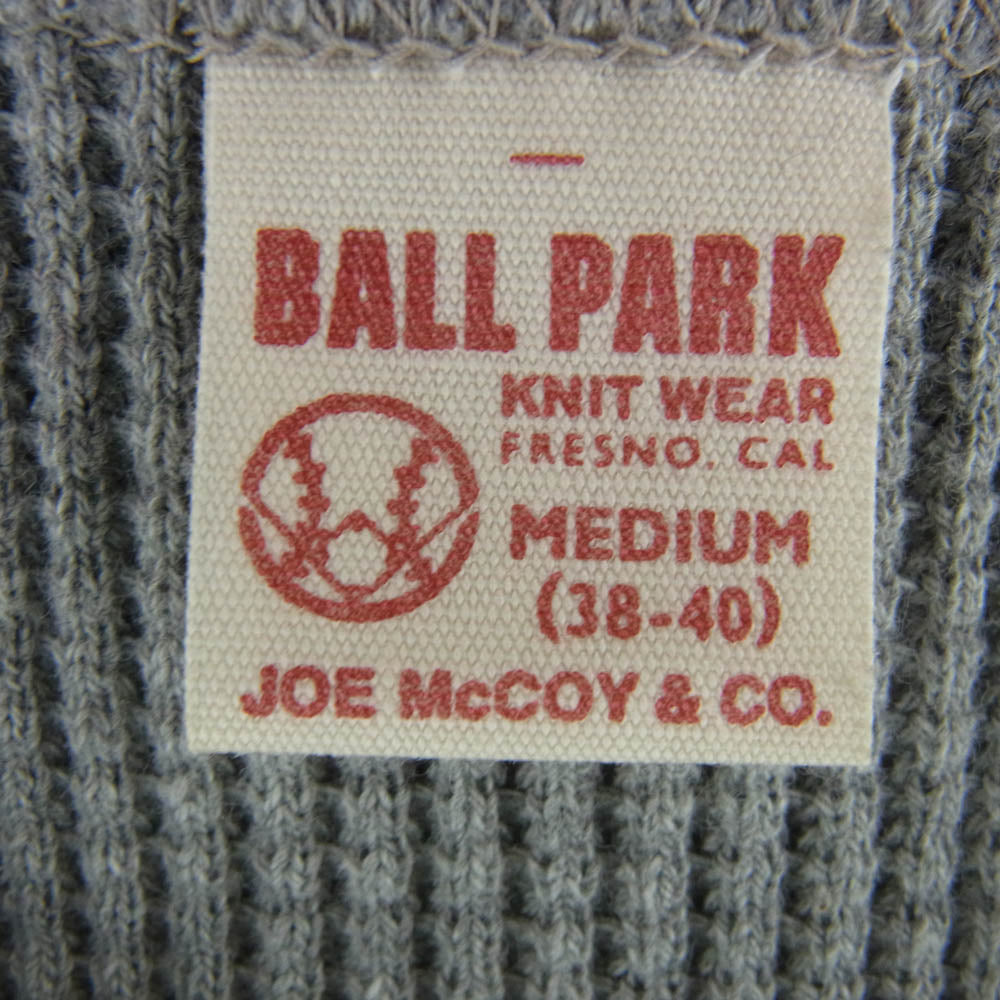 The REAL McCOY'S ザリアルマッコイズ JOE McCOY BALL PARK サーマル シャツ ヘビィオンス 長袖 グレー系 グレー系 M【美品】【中古】