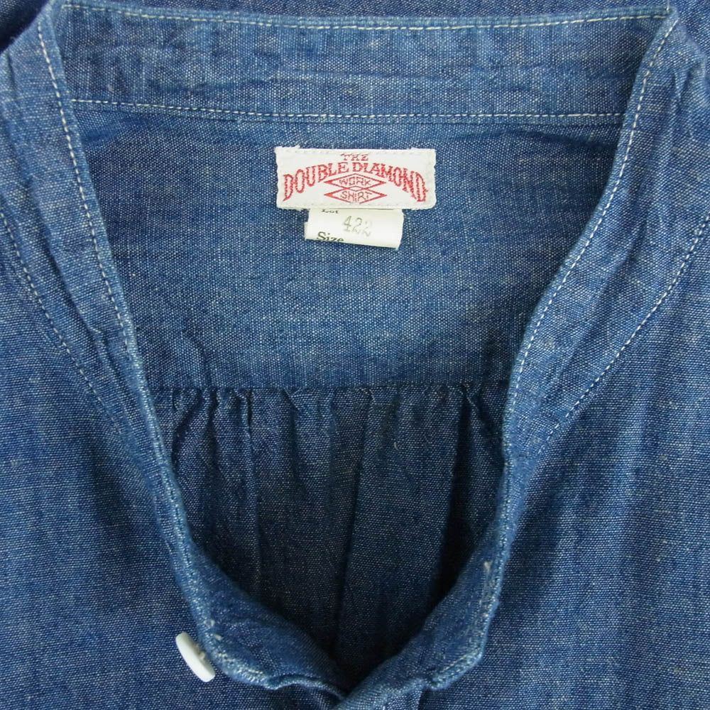 The REAL McCOY'S ザリアルマッコイズ DOUBLE DIAMOND ダブル ダイヤモンド スタンドカラー 長袖 シャンブレー シャツ インディゴブルー系 15【中古】