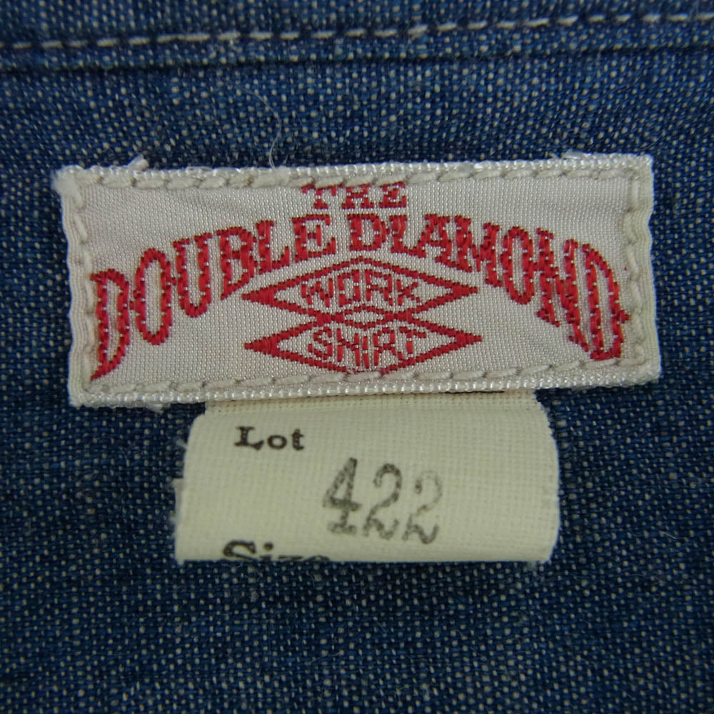 The REAL McCOY'S ザリアルマッコイズ DOUBLE DIAMOND ダブル ダイヤモンド スタンドカラー 長袖 シャンブレー シャツ インディゴブルー系 15【中古】