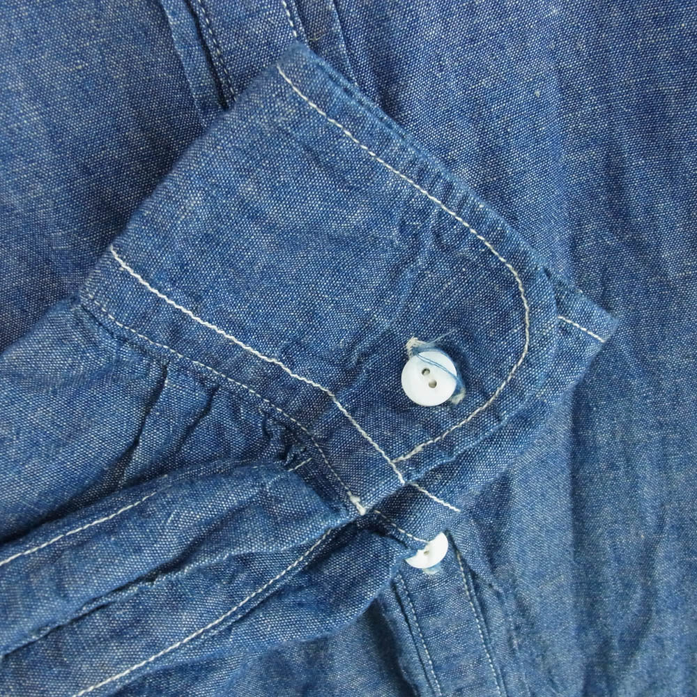 The REAL McCOY'S ザリアルマッコイズ DOUBLE DIAMOND ダブル ダイヤモンド スタンドカラー 長袖 シャンブレー シャツ インディゴブルー系 15【中古】