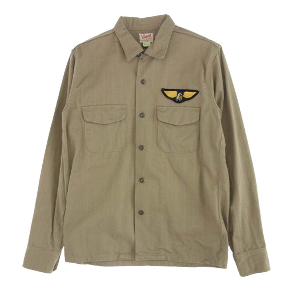 The REAL McCOY'S ザリアルマッコイズ BS16101 BUCO ブコ ANDERSON C.C. クラブシャツ ヘリンボーンツイル ワッペン付 長袖 シャツ ブラウン系 15【美品】【中古】