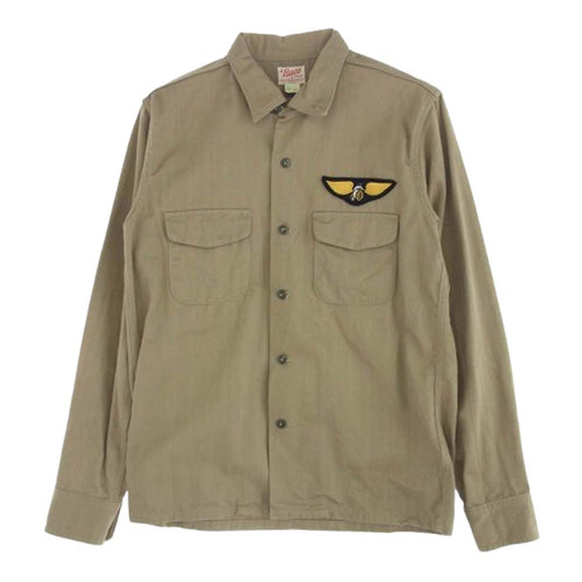 The REAL McCOY'S ザリアルマッコイズ BS16101 BUCO ブコ ANDERSON C.C. クラブシャツ ヘリンボーンツイル ワッペン付 長袖 シャツ ブラウン系 15【美品】【中古】