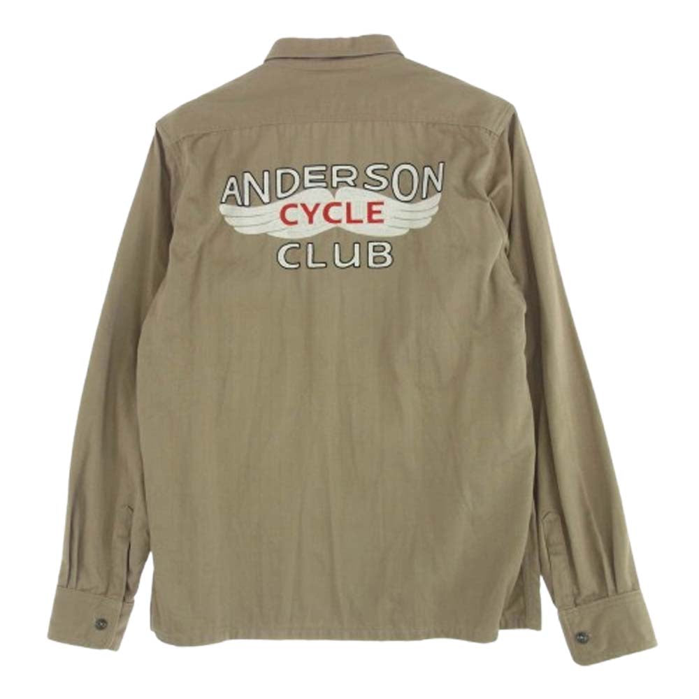 The REAL McCOY'S ザリアルマッコイズ BS16101 BUCO ブコ ANDERSON C.C. クラブシャツ ヘリンボーンツイル ワッペン付 長袖 シャツ ブラウン系 15【美品】【中古】