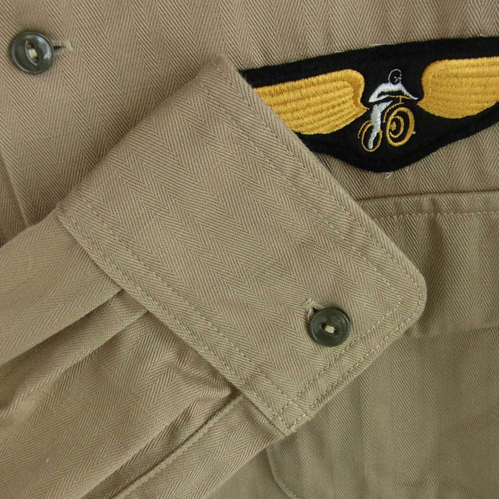 The REAL McCOY'S ザリアルマッコイズ BS16101 BUCO ブコ ANDERSON C.C. クラブシャツ ヘリンボーンツイル ワッペン付 長袖 シャツ ブラウン系 15【美品】【中古】