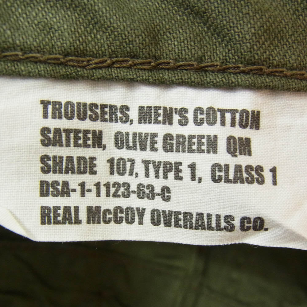 The REAL McCOY'S ザリアルマッコイズ 8405-222-1947 60s 復刻 baker pants ベイカー パンツ オリーブ系 カーキ系 M【中古】