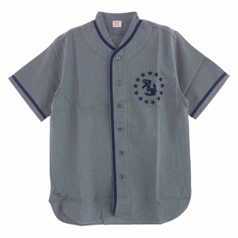 The REAL McCOY'S ザリアルマッコイズ MJ17013 USN ANCHOR 米海軍 ベースボールシャツ 復刻 ユニフォーム グレー系 M【新古品】【未使用】【中古】