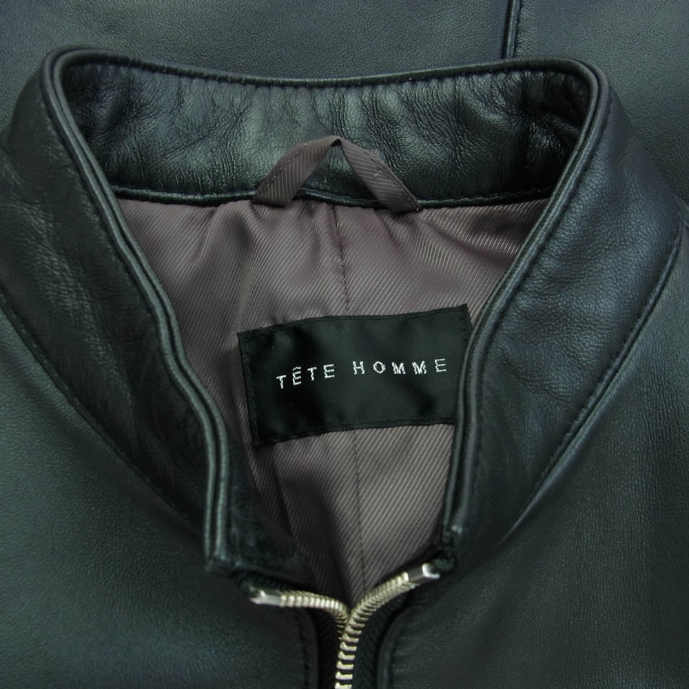 TETE HOMME テットオム 1017419021 シングル ライダース 羊革 レザー ジャケット ブラック系 6【中古】
