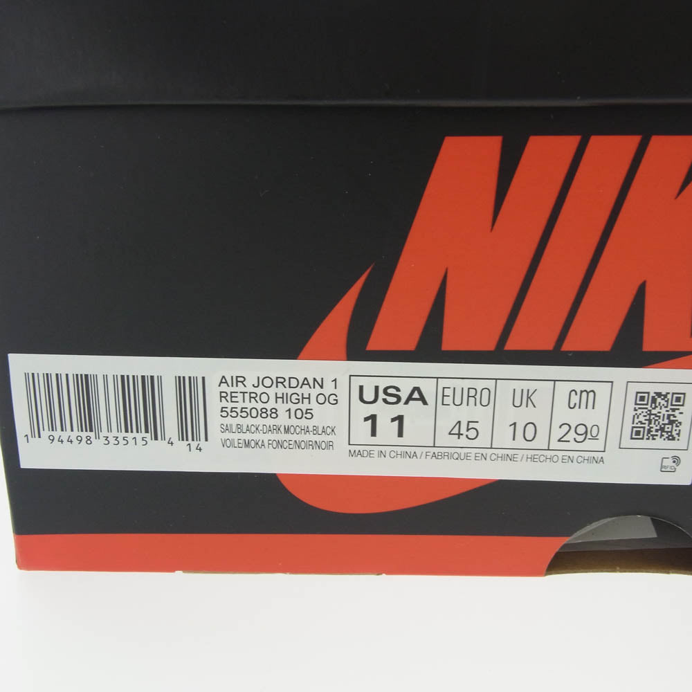 NIKE ナイキ 555088-105 Air Jordan 1 High OG Sail Dark Mocha Black エアジョーダン1 ハイ ダークモカ ハイカット スニーカー ブラック系 ダークモカ系 29cm【中古】