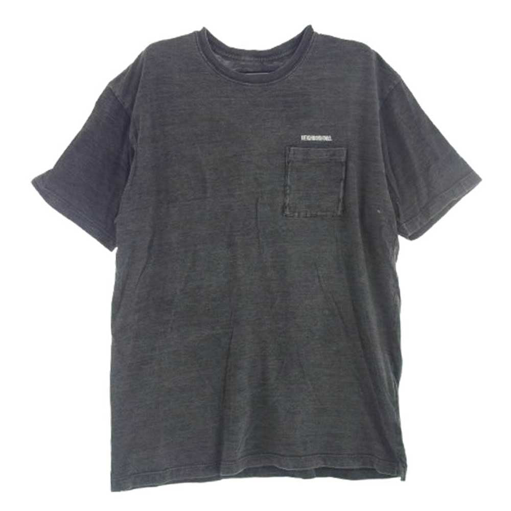 NEIGHBORHOOD ネイバーフッド 20SS 201UWNH-CSM02S ID-P/C-CREW.SS ロゴ刺繍 クルーネック ポケット付き 半袖 Tシャツ ダークグレー系 XL【中古】
