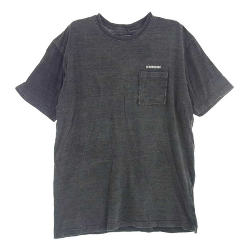 NEIGHBORHOOD ネイバーフッド 20SS 201UWNH-CSM02S ID-P/C-CREW.SS ロゴ刺繍 クルーネック ポケット付き 半袖 Tシャツ ダークグレー系 XL【中古】