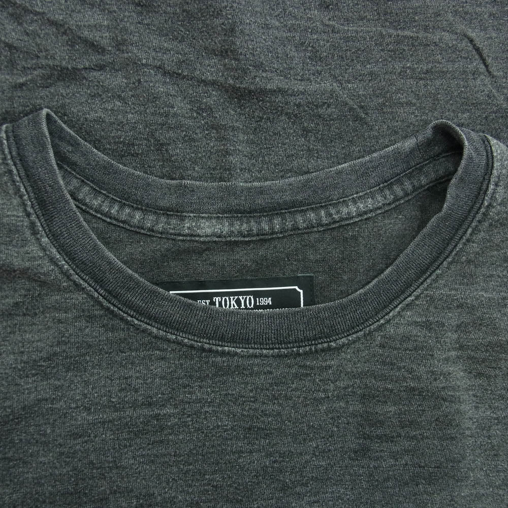 NEIGHBORHOOD ネイバーフッド 20SS 201UWNH-CSM02S ID-P/C-CREW.SS ロゴ刺繍 クルーネック ポケット付き 半袖 Tシャツ ダークグレー系 XL【中古】
