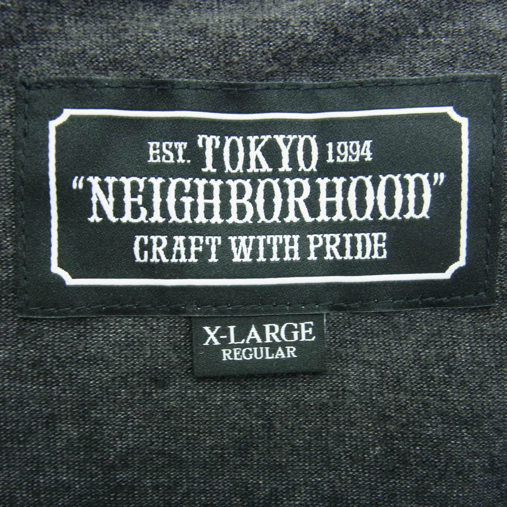 NEIGHBORHOOD ネイバーフッド 20SS 201UWNH-CSM02S ID-P/C-CREW.SS ロゴ刺繍 クルーネック ポケット付き 半袖 Tシャツ ダークグレー系 XL【中古】