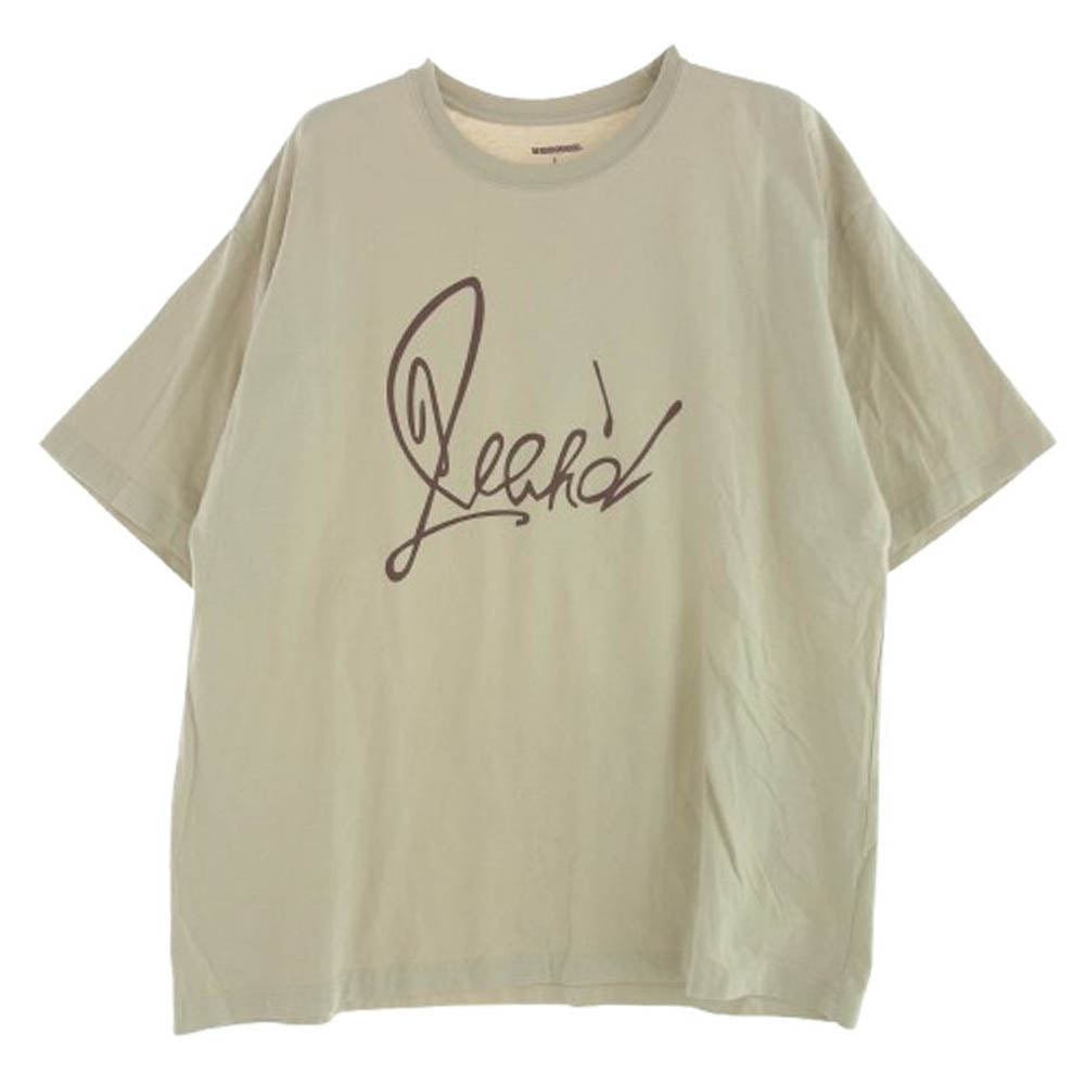 NEIGHBORHOOD ネイバーフッド NH-3 / C-TEE . SS フロントプリント バックロゴ クルーネック 半袖 Tシャツ ベージュ系 L【中古】