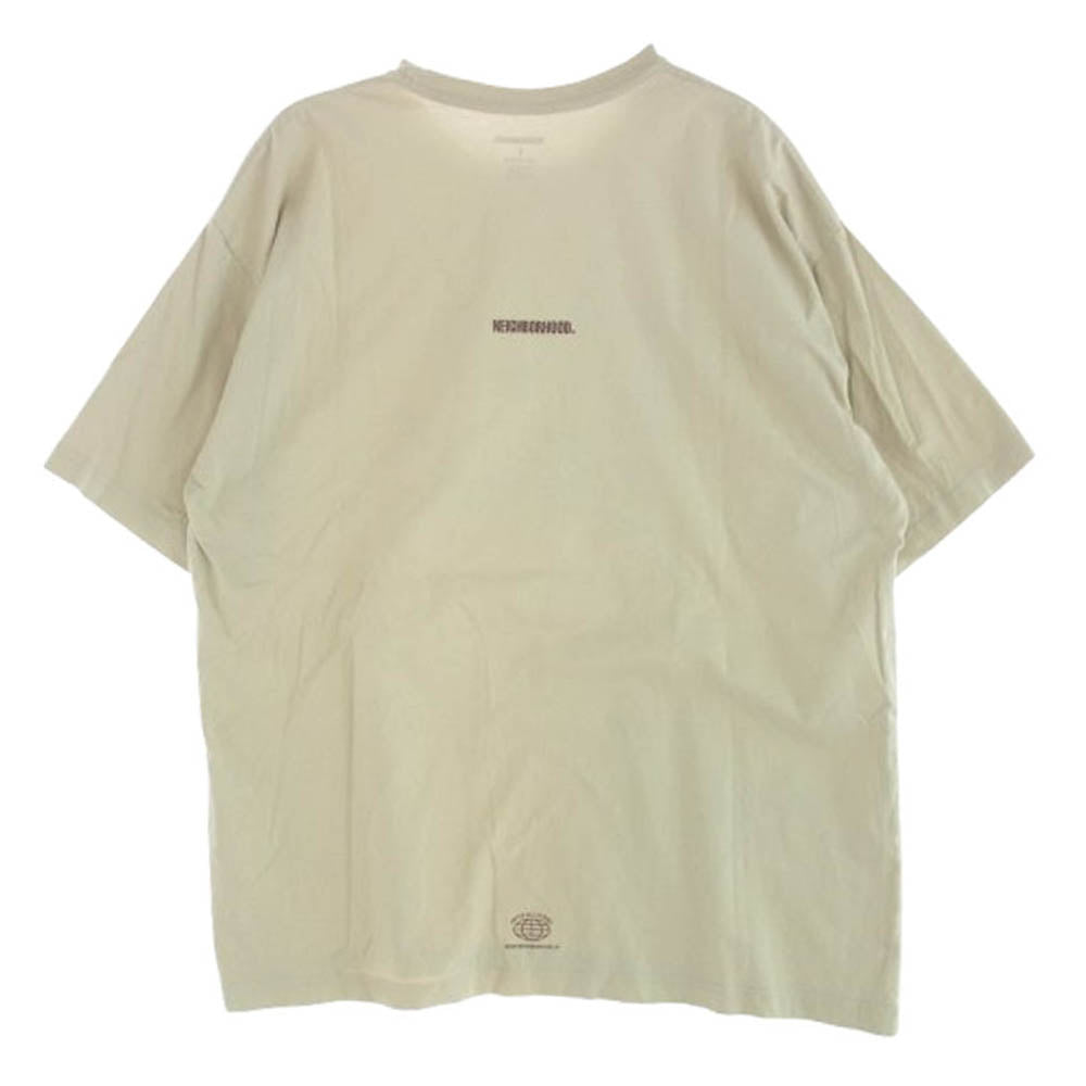 NEIGHBORHOOD ネイバーフッド NH-3 / C-TEE . SS フロントプリント バックロゴ クルーネック 半袖 Tシャツ ベージュ系 L【中古】