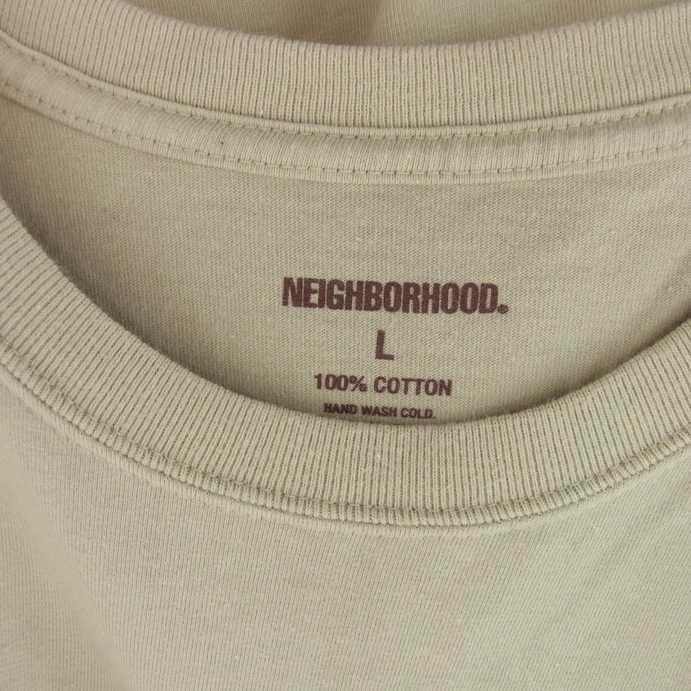 NEIGHBORHOOD ネイバーフッド NH-3 / C-TEE . SS フロントプリント バックロゴ クルーネック 半袖 Tシャツ ベージュ系 L【中古】