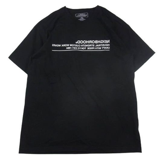 NEIGHBORHOOD ネイバーフッド 20SS 201PCNH-ST10 LOGIC/C-TEE.SS 反転ロゴ バックNBHD クルーネック 半袖 Tシャツ ブラック系 XL【中古】