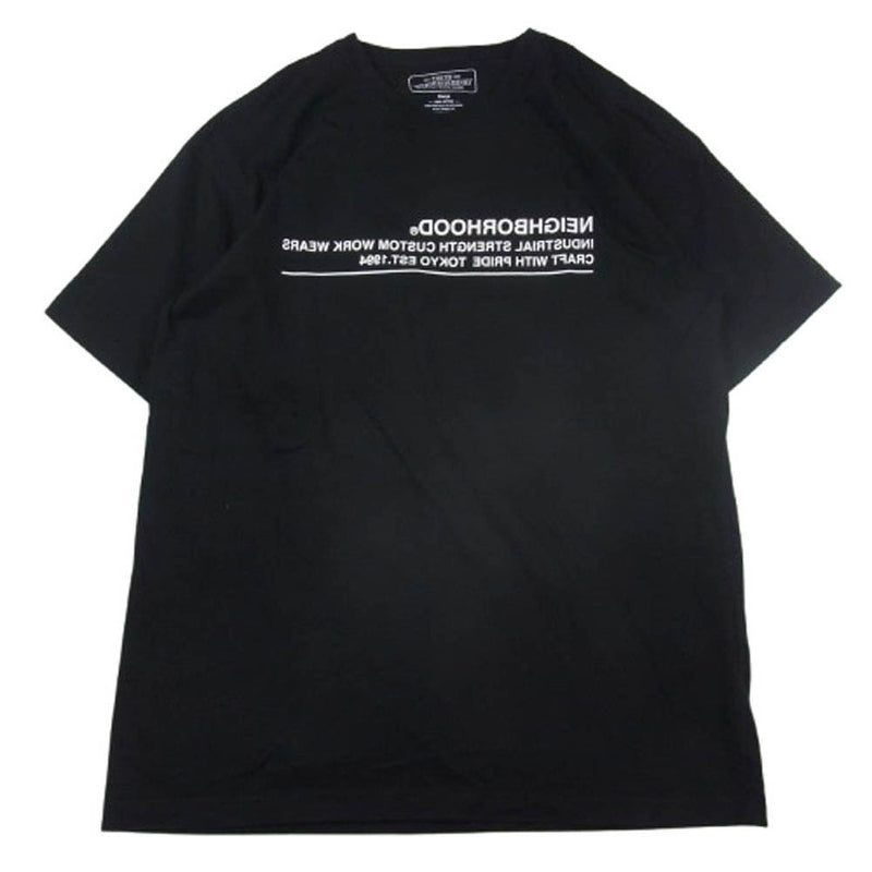 NEIGHBORHOOD ネイバーフッド 20SS 201PCNH-ST10 LOGIC/C-TEE.SS 反転ロゴ バックNBHD クルーネック 半袖 Tシャツ ブラック系 XL【中古】
