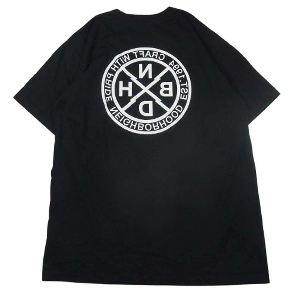 NEIGHBORHOOD ネイバーフッド 20SS 201PCNH-ST10 LOGIC/C-TEE.SS 反転ロゴ バックNBHD クルーネック 半袖 Tシャツ ブラック系 XL【中古】