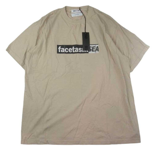 WIND AND SEA ウィンダンシー 21SS WDS-FACE-03 × FACETASM ファセッタズム ロゴプリント Tシャツ ベージュ系 XL【中古】