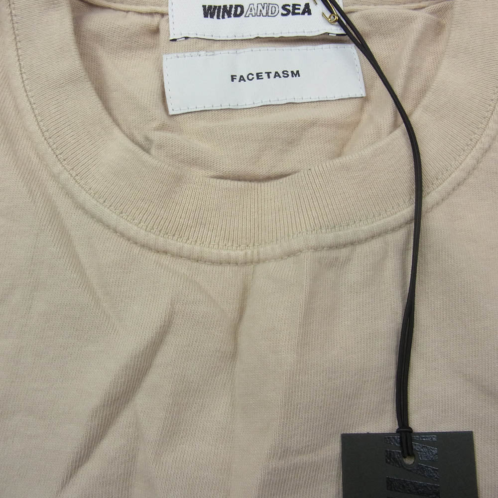 WIND AND SEA ウィンダンシー 21SS WDS-FACE-03 × FACETASM ファセッタズム ロゴプリント Tシャツ ベージュ系 XL【中古】