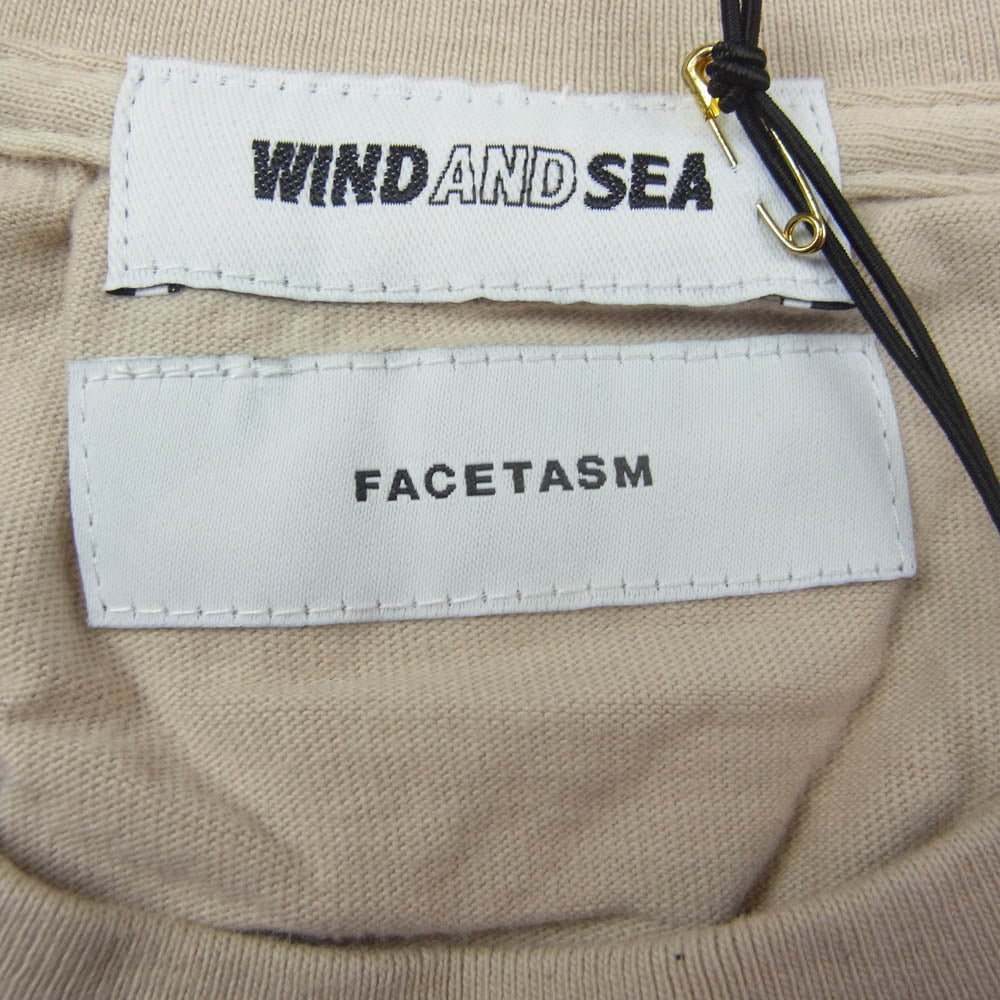 WIND AND SEA ウィンダンシー 21SS WDS-FACE-03 × FACETASM ファセッタズム ロゴプリント Tシャツ ベージュ系 XL【中古】