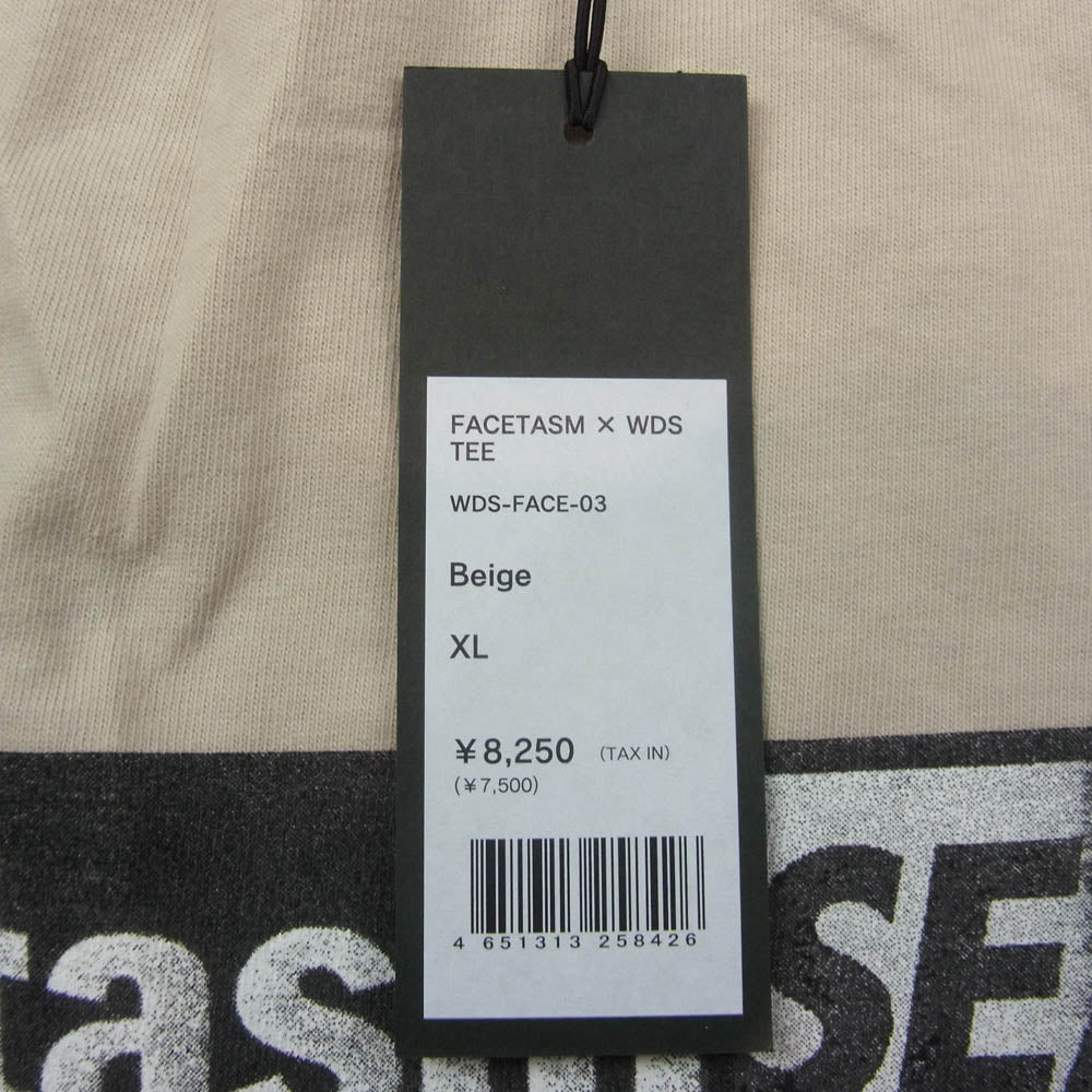 WIND AND SEA ウィンダンシー 21SS WDS-FACE-03 × FACETASM ファセッタズム ロゴプリント Tシャツ ベージュ系 XL【中古】